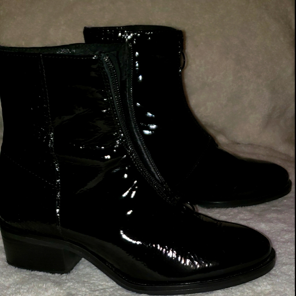 Black Patent Leather Ankle Booties